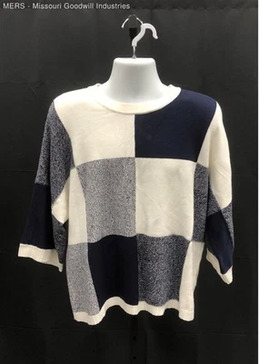 Suéter Top Chico's Para Mujer Azul Blanco A Cuadros - Talla XL Foto 1 de 4