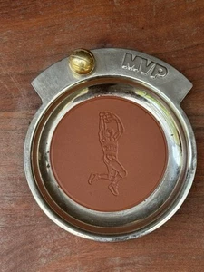 BASKETBALL DISH MVP TRINKET DRESSER PLATE COIN METAL LEATHER VINTAGE - Picture 1 of 7