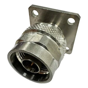 RF Connector 4 Hole Flange Mount Jack Gold Terminal N Type (m) - Picture 1 of 2