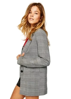 NWT $149  The Limited Black White Small Houndstooth One Button Midi Jacket Sz 8 - Image 1 of 4