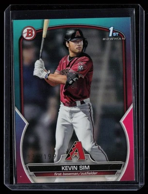 2023 BOWMAN DRAFT AQUA PINK KEVIN SIM RC 138/199 ARIZONA DIAMONDBACKS #BD-16 - Image 1 of 2