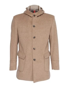 NWT EZZELINO PARKA COAT beige cotton cashmere wool luxury Italy 54 XL - Picture 1 of 5
