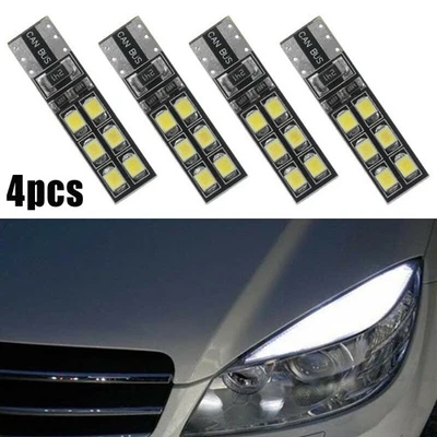 Eyelid Light Bulb LED Lights Lamp Parts T10-12SMD-2835 4Pcs White Auto - Image 1 of 4