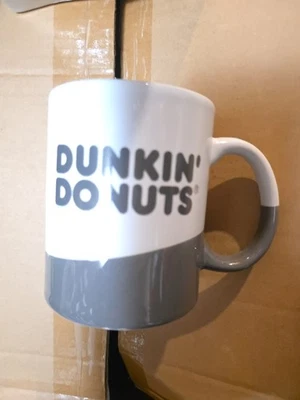 Dunkin' Donuts 2017 16 oz taza/taza de café de cerámica gris onda y blanco Foto 1 de 4