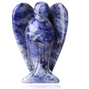 2" Crystal Angel Decor Blue Solidate Healing Polished Gift Stone Sculpture St... - Picture 1 of 6