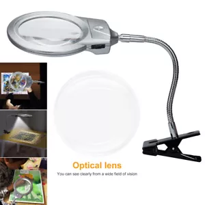 Magnifier LED Lamp Magnifying Glass Desk Table Light Reading Lamp With Clamp New - Picture 1 of 11