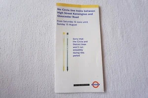 Pre 1999 London Underground Tube Map No Circle Line Trains High St Ken  - Picture 1 of 8