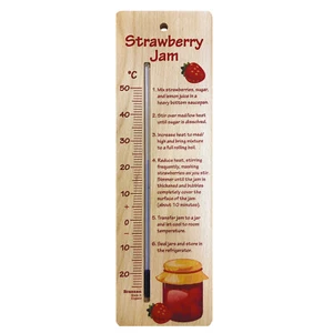 380mm Wood Wall Thermometer- Strawberry Jam Kitchen Temperature - Picture 1 of 7