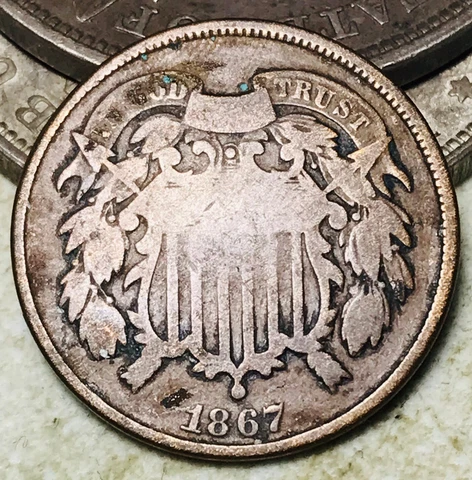 1867 Two Cent Piece 2C Ungraded Choice Post Civil War Era US Copper Coin CC14451 Cover