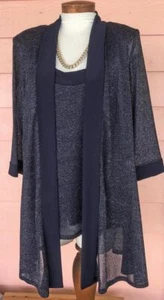 R&M RICHARDS DONNA elegante due fer taglia 20W BLU NAVY scintillante gomito slvs FAB - Foto 1 di 5