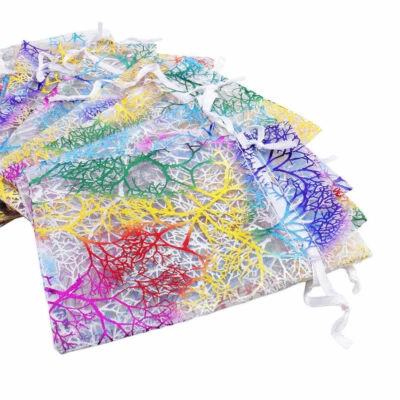 Bolsas de regalo de organza coralina transparente 50/100/200 bolsas de joyería boda fiesta Foto 1 de 4