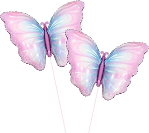 2 Pcs Pink Blue Butterfly Balloons Butterfly Birthday Decorations for Butterfly - Picture 1 of 5