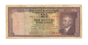 TURKEY 1930 (1947) 2 1/2 LIRA BANKNOTE, P-140 - Picture 1 of 2