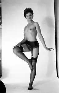 semi nude girl in home made studio, nylon stockings, 1970s vintage fine art nega - Picture 1 of 2