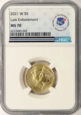 2021-W $5 Law Enforcement Modern Gold Commemorative NGC MS70 - Image 1 of 4