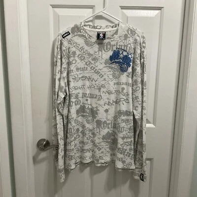 UNK NBA Orlando Magic Long Sleeve Cotton Ribbed Knit Shirt Gray & White XL Logo - Image 1 of 4