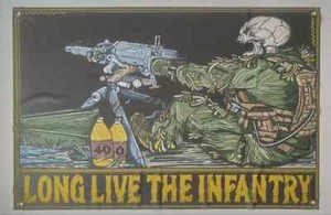 Larga vida a la infantería bandera táctica - calavera militar ametralladora bandera 90x60 cm - Imagen 1 de 1