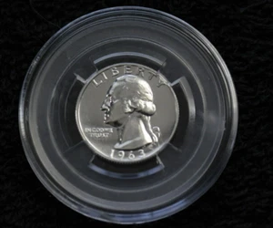 1963 Washington Quarter Gem Proof In Airtight Capsule+ Stand - Picture 1 of 11