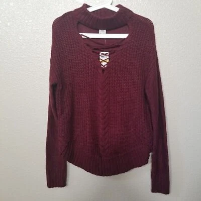 Suéter American Rag Front Recorte Borgoña Talla M Foto 1 de 4
