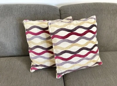 ALMOHADAS Lote de 2 Rayas Casa de Campo Ropa de Cama Decoración Foto 1 de 3