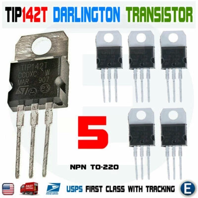 5pcs TIP142T Darlington Transistor NPN 100V 125W 10A TO-220 TIP142 ST USA - Image 1 of 4