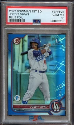 2022 Bowman 1st Edition Blue Foil Jorbit Vivas /150 PSA 10 Yankees - Image 1 of 2
