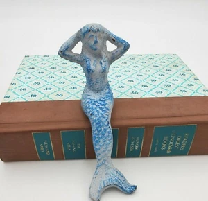 Gusseisen Blaue Meerjungfrau Figur Dekor Regal Sitter Nautisches Bad Garten Büro  - Bild 1 von 9