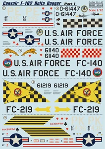 Print Scale 72-147 - 1/72 Decal for Convair F-102 Delta Dagger Part 1 Aircraft - Picture 1 of 12