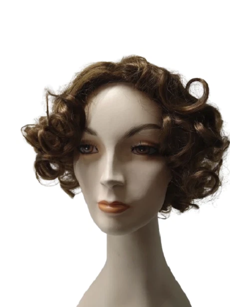 Peluca corta años 20 aleta mujer gatsby rugiente años 20 rojo marrón dedo onda rizo niña Foto 1 de 4