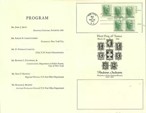 1 centavo Andrew Jackson Primer Día Estampilla Ceremonia Interpes 1963 FDC - Imagen 1 de 2