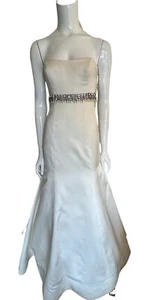 Vera Wang Collection Strapless Silk Gown White Crystal Beaded Pearls Wedding 6 - Picture 1 of 23