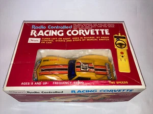 1969 Sears Radio Controlled Racing Corvette Race Car As Is Transmitter Orig Box - Picture 1 of 12