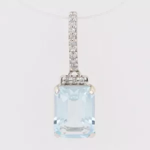 1.30ctw Aquamarine w/ Diamond Accents Pendant no Chain 14k White Gold .77 Grams - Picture 1 of 5