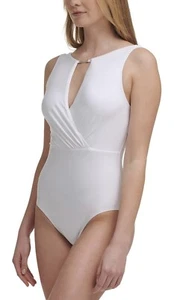 Calvin Klein Women's Tummy Control One Piece Swimsuit Soft White Size 10 - Picture 1 of 3