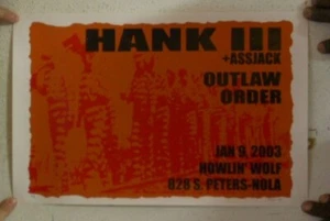 Hank Williams III Poster Silkscreen Signed And Numbered January 9 2003 The Third - Picture 1 of 1