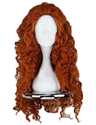 Women's Long Brown Fluffy Wavy Halloween Costume Merida Wig for Party Wear - Image 1 of 4