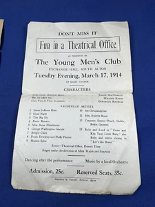 1914 Spielzettel SOUTH ACTON, MA "Spaß im Theaterbüro" Varieté Künstler - Bild 1 von 5