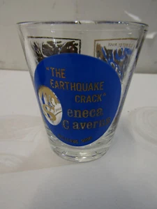 OLD BARWARE SHOT GLASS OHIO THE EARTHQUAKE SENECO CAVE 2 1/2" SOUVENIR MAN CAVE - Picture 1 of 1
