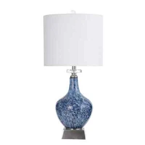 StyleCraft 32 in. Marbled Blue Art Glass Body with Brushed Steel and Clear Acryl - Picture 1 of 6