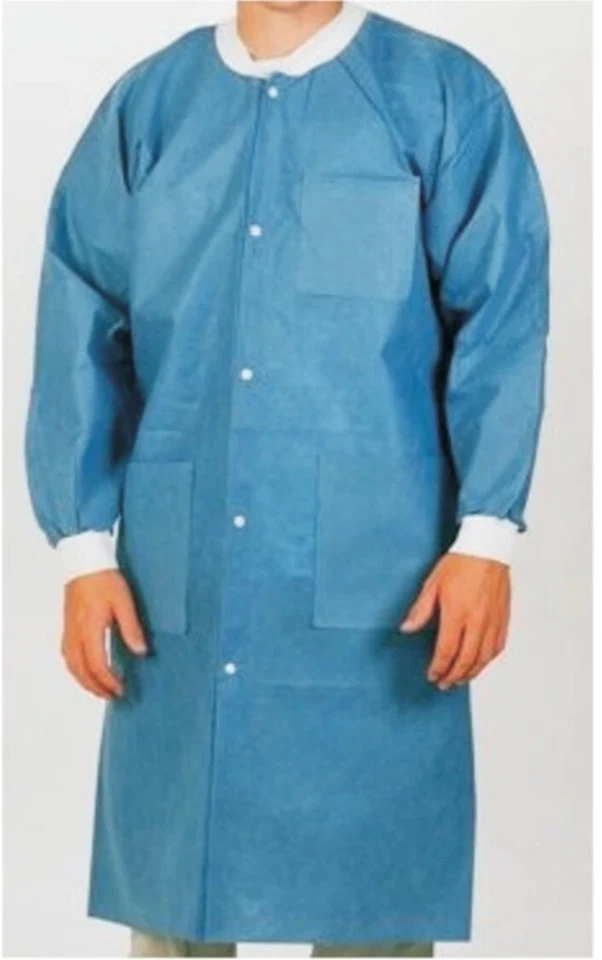 (XL) 10 Medical Dental Disposable Lab Coat Gown Blue 10/bag Large Size - Image 1 of 1