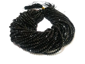 Black Onyx Chalcedony Rondelle Faceted 4-4.5mm Gemstone Beads 1 Strand 13"Inch - Picture 1 of 12