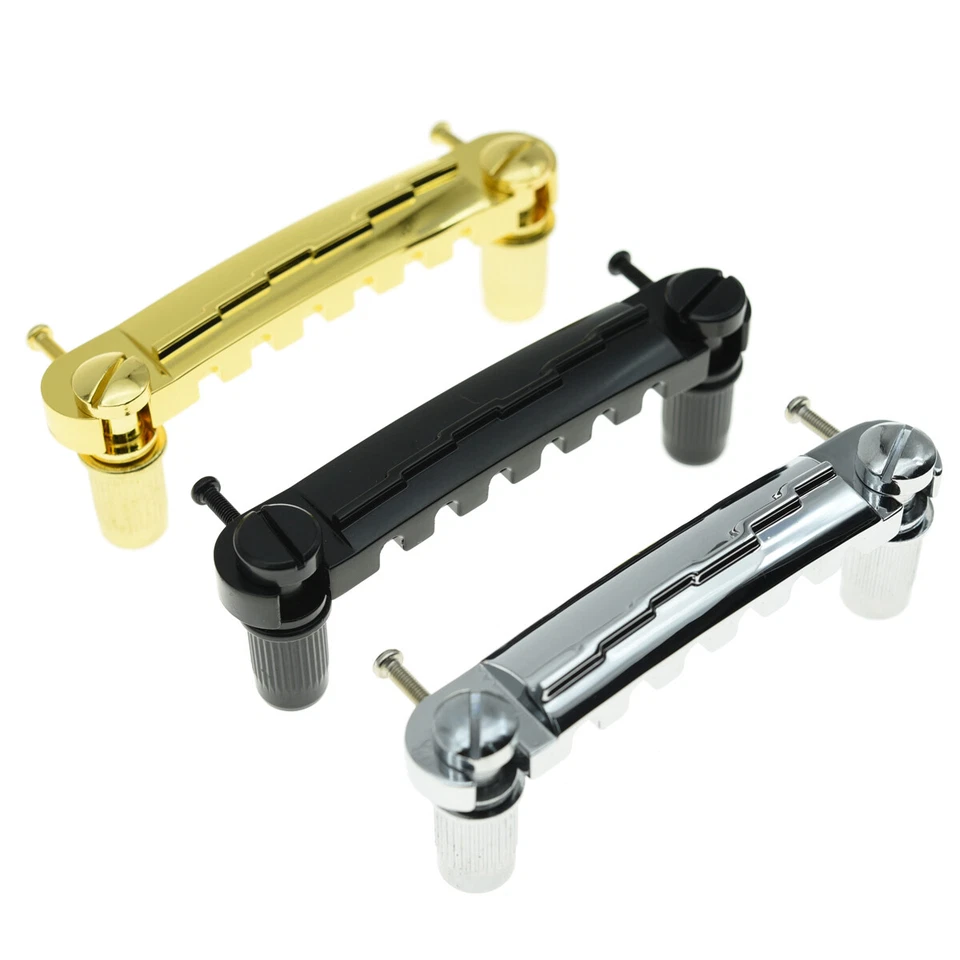 KAISH Wrap Around Electric Guitar Bridge Fits LP Junior Chrome/ Black/ Gold
