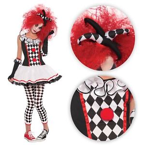Ladies Harlequin Honey Circus Evil Clown Jester Joker Adult Fancy Dress Costume