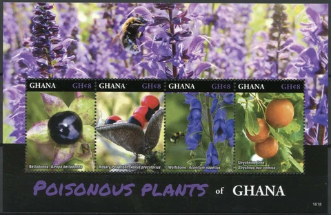 Ghana 2016 MNH Poisonous Plants 4v M/S Wolfsbane Strychnine Tree Trees Stamps Cover