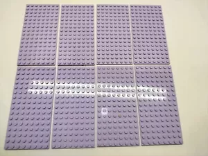 Lego Base Plate Lot of 8 Light Purple Lavender 8x16 baseplates 16x8 - Picture 1 of 2