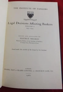 1960 MAURICE MEGRAH, INSTITUTE of BANKERS, LEGAL DECISIONS, FINANCE, LAW, VOL VI - Picture 1 of 1
