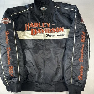 Genuine MotorClothes Harley-Davidson USA Nylon Jacket  #1 USA Flag Patch Size XL - Picture 1 of 7