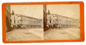 Lockport NY - LODGE OPERA HOUSE RUINS - c1870s C.A. Stacey Stereoview - Picture 1 of 2