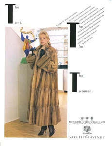 Vintage 1993 Print Ad Saks Fifth Avenue Birger Christensen Fur Coat Revillon - Picture 1 of 2