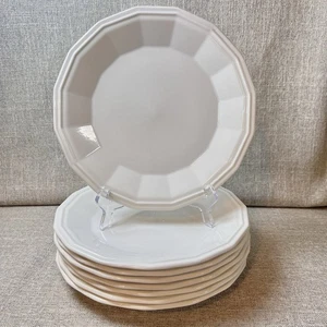 Set of 8 Vintage Homer Laughlin Colonial White Dinner Plates Paneled Rims - Picture 1 of 11